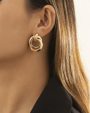 1pair Cross Round Shaped Hoop Earrings